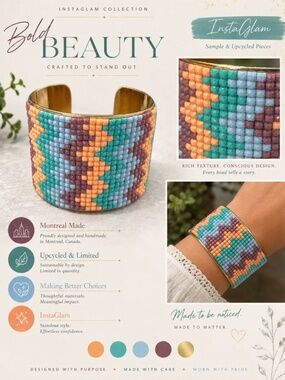 Handmade Canadian Beaded Cuff Bracelet